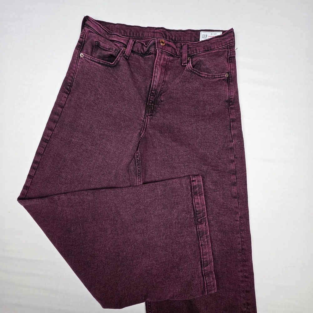GAP High Rise Stride Jeans Women 31 12S Burgundy Overdyed Regenerative Cotton - Picture 2 of 11